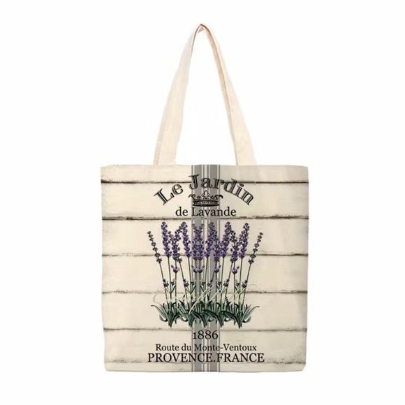 NWOT! Beautiful French lavender print canvas tote bag - Picture 1 of 1
